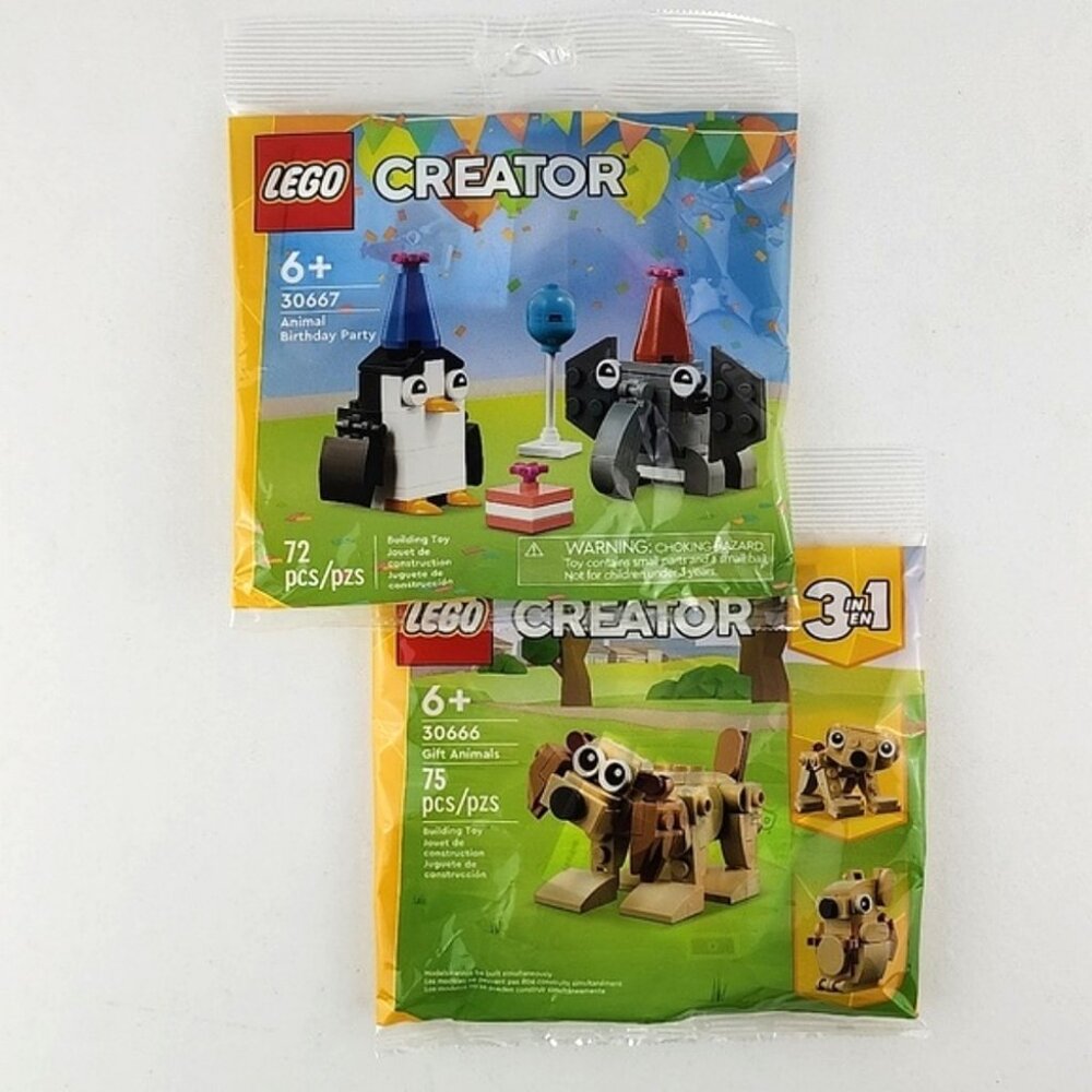 LEGO 2 Sets Creators 6+ Yrs Dog 30666 Penguin Elephant 30667